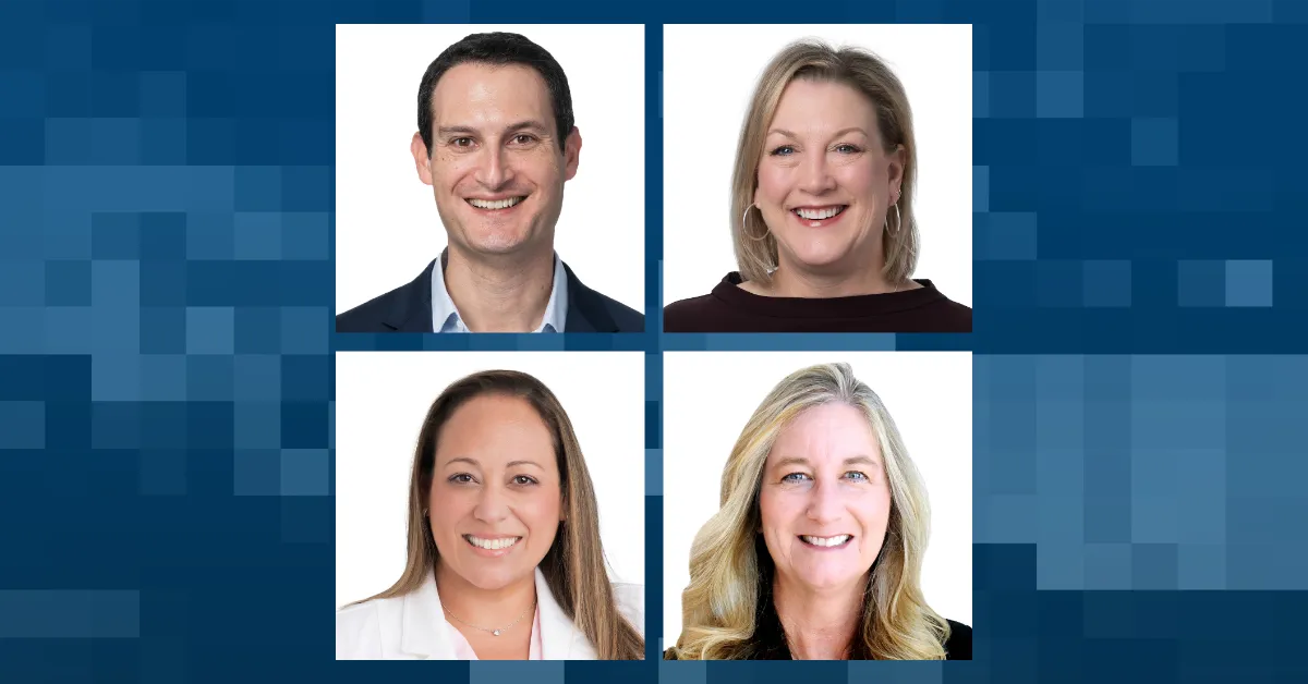 BLANK New TEGNA Executives WEBP TD Clockwise, from top-left: Marc Sher, Melissa Jones, Pam Long, Raquel Amparo. (Courtesy images, Graphic by The Desk)