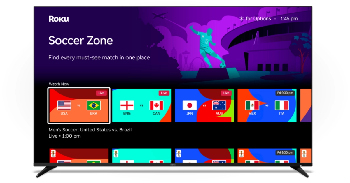 The Roku Soccer Zone allows soccer fans to track all the action from the FIFA World Cup tournament and other events. (Courtesy image)