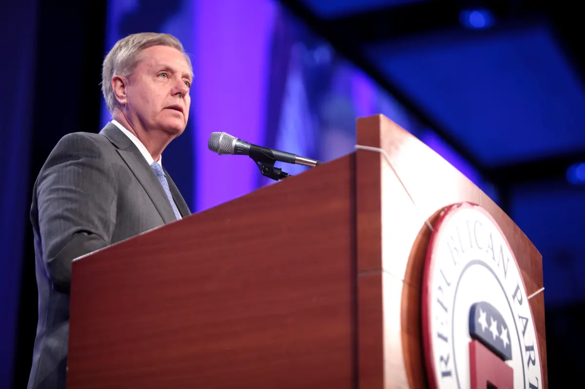 STORY ONLY Lindsey Graham Gage Skidmore WEBP TD Former U.S. Senator Lindsey Graham of South Carolina speaking at the Iowa Republican Party's 2015 Lincoln Dinner at the Iowa Events Center in Des Moines, Iowa. (Photo by Gage Skidmore)