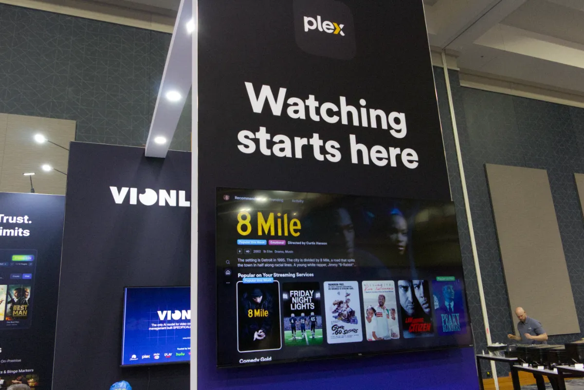 STORY ONLY Plex StreamTV Show Booth WEBP TD The Plex booth at the StreamTV Show in Denver. (Photo by Matthew Keys for The Desk)