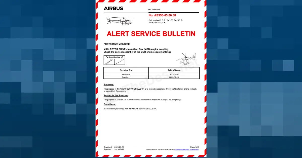 BLANK Alert Service Bulletin Airbus AS350 WEBP TD (Graphic by The Desk)