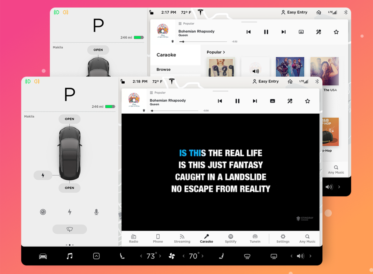 The Stingray karaoke experience on an in-car infotainment system. (Courtesy image)