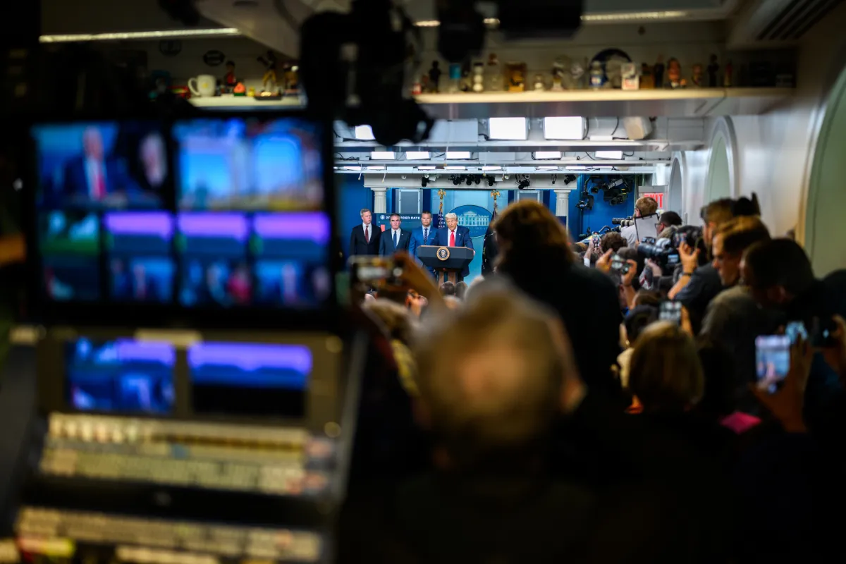 STORY ONLY White House Trump Press Pool WEBP TD President Donald Trump holds a press conference on crime in the District of Columbia, Monday, August 11, 2025, in the James S. Brady Press Briefing Room. (Official White House Photo by Daniel Torok)