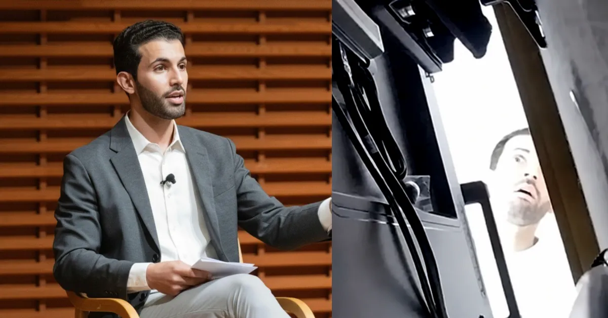 BLANK Abdulrahman Alfozan ChatGPT WEBP TD Federal prosecutors say Abdulrahman Alfozan, pictured, bugged the office of ChatGPT developer OpenAI. Left: Undated photo from Alfozan's social media account. (Photos courtesy U.S. Department of Justice/LinkedIn, edited by The Desk)