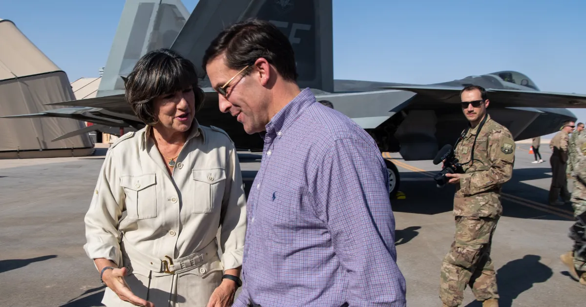 Defense Secretary Mark T. Esper interviews with CNN's Christiane Amanpour during a visit to Prince Sultan Air Base in Al Kharj, Saudi Arabia, Oct. 22, 2019. (Photo by U.S. Army Staff Sgt. Nicole Mejia, U.S. Department of Defense)