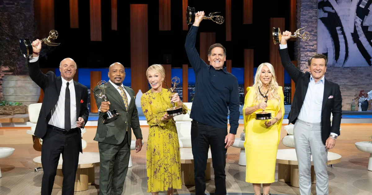 Investors from the reality series "Shark Tank" celebrate the program's Emmy Award win in 2024. (Photo by the Shark Group via Wikimedia Commons)