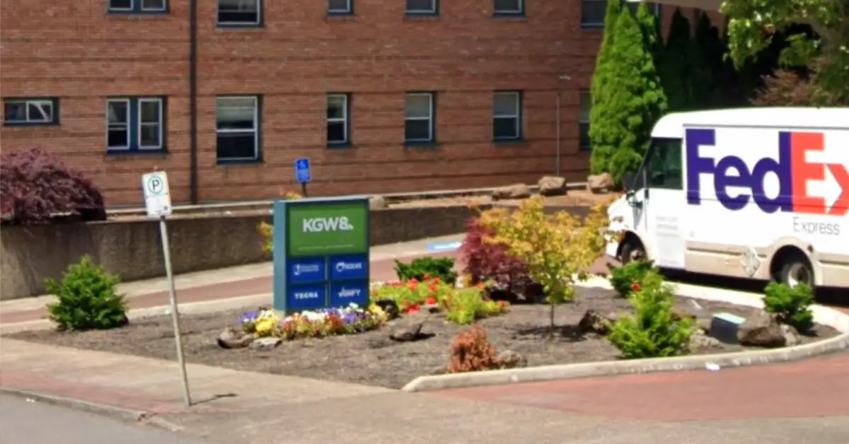 The television broadcast facility of TEGNA-owned KGW-TV in Portland, Oregon as it appeared in 2024. (Photo via Google Street View)