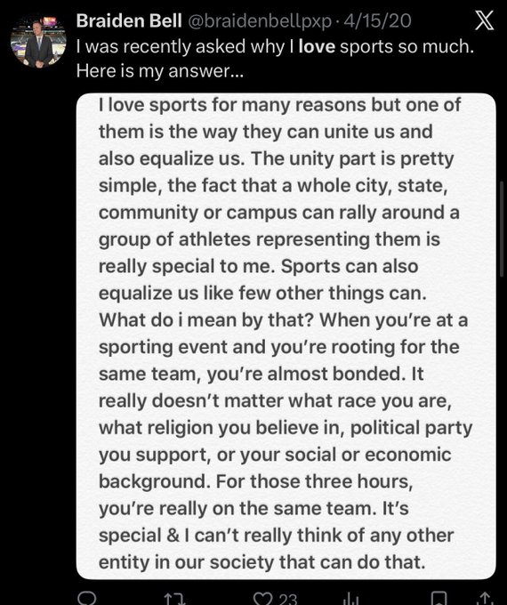 STORY ONLY Braiden Bell Tweet PNG TD Tweet from Braiden Bell's X.com account from April 2020.