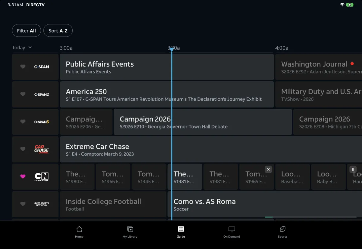 STORY ONLY DIRECTV C-SPAN WEBP TD C-SPAN 3 on DIRECTV's streaming platform, via iPad.