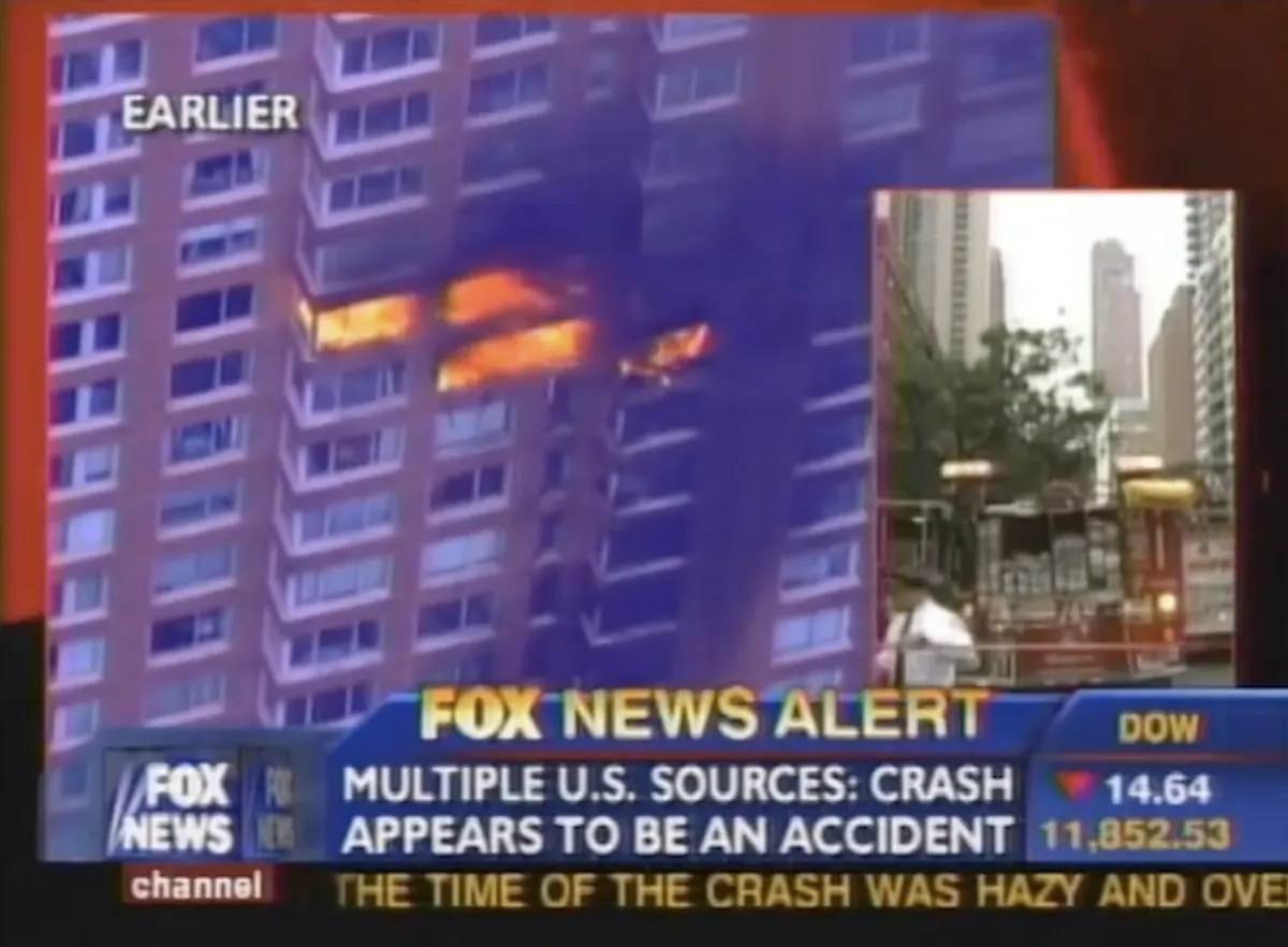STORY ONLY Fox News October 2006 Plane Crash Coverage WEBP TD Fox News coverage of a plane crash in October 2007. The first few minutes of its coverage was shot live on the scene from a Palm Treo phone. This still frame shows Fox's later coverage. (Courtesy image)